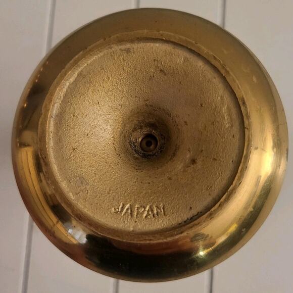 Trio Of Vintage Brass Candlesticks Holders Shiny, Hammered, MCM Atomic Holiday - Picture 3 of 8